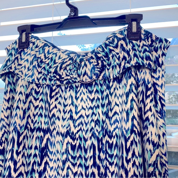 Robert Louis Blue Snakeskin 3X Flared Hem Maxi Skirt with Attached Belt, Preown - Picture 3 of 7